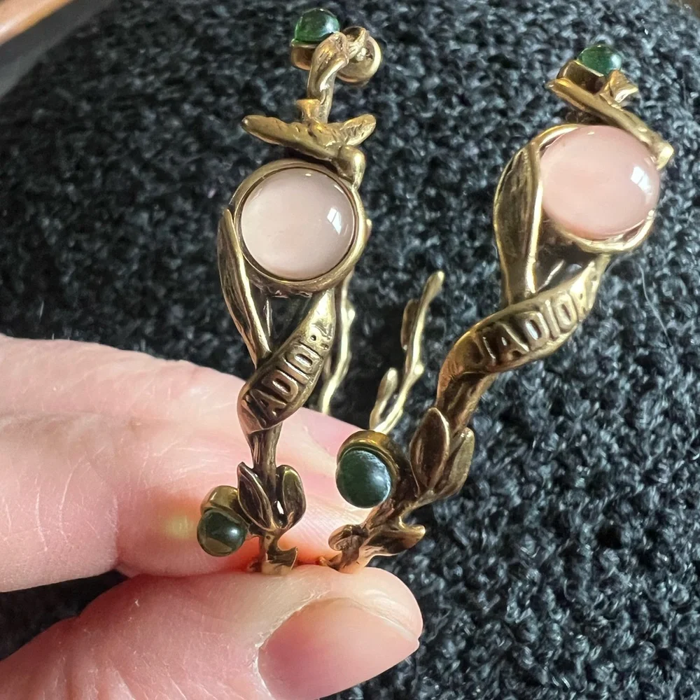 Elegant Gold and Green Women's hoop earrings - Picture 14 of 14